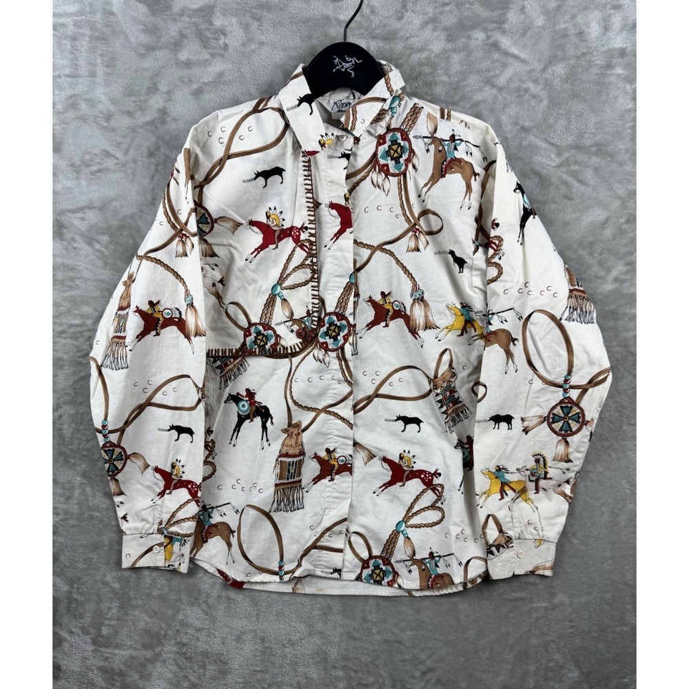 Vintage Roper Horses AOP Western Button Down Shirt Mens Size Small USA  90s